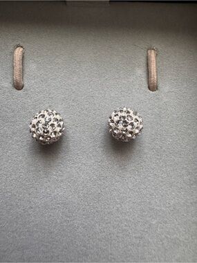 Sparkling Pavé Ball Stud Earrings - Silver Tone